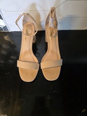 Lulus Tan Suede Block Heel Sandals - Nude